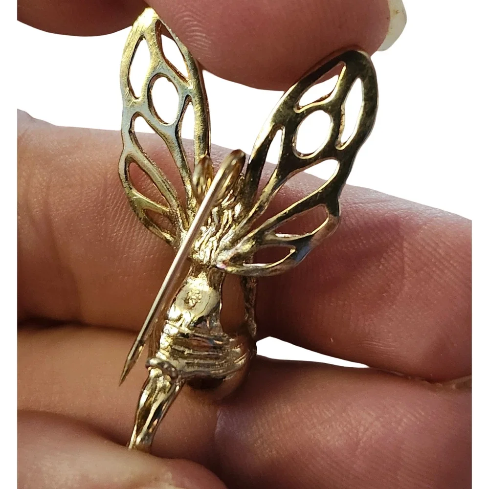 Antique Art Nouveau Early 20th Century Fairy  with Pearl C-Clasp Pin Brooch